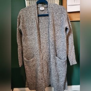 Thick gray mid length cardigan